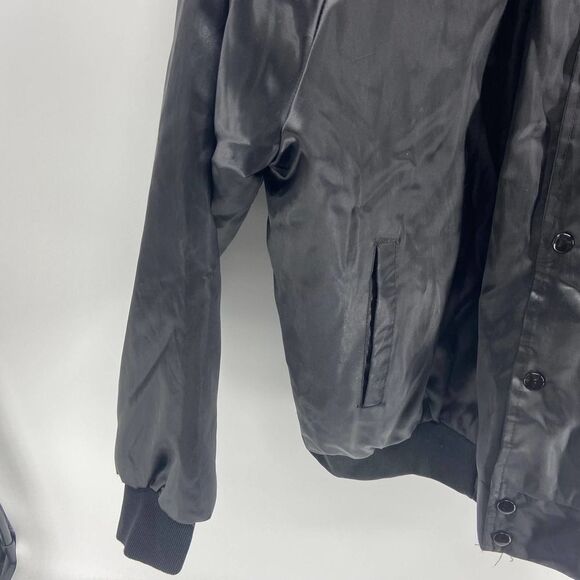 Vintage black full button jacket embroidered tractor trailer tx us flag mens XL - Picture 2 of 6